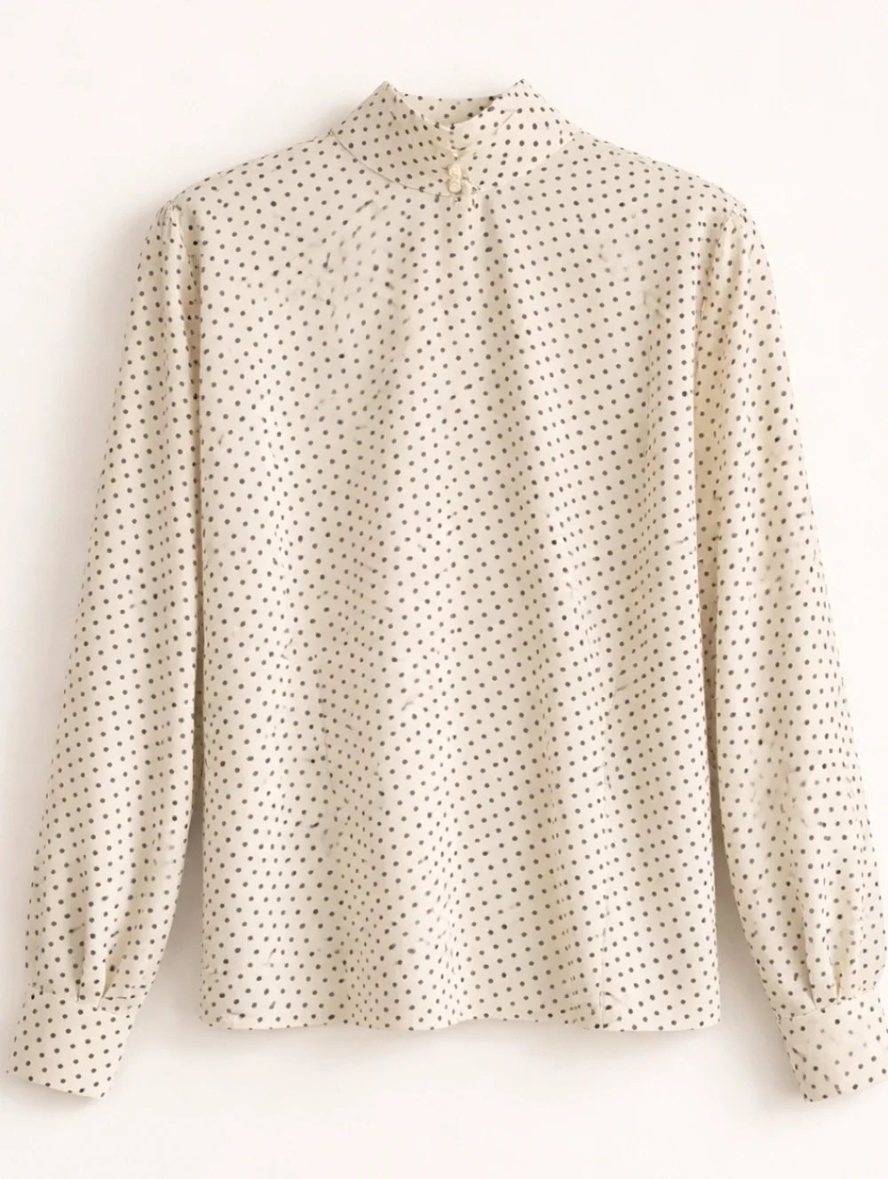 Rena Rowan| Vintage Cream Polka Dot High-Neck Blouse - Picture 6 of 11